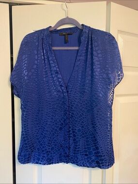 Silk blend BCBG V Neck Button up blouse